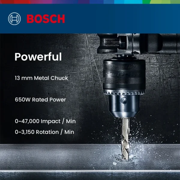 Bosch GSB 13RE Hammer Drill 650W High-Power 47000 Bpm Impact Cable Driller Variable Speed Drilling Power Tool for Concrete Steel - Image 3