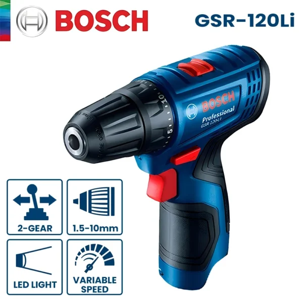 Bosch GSR 120-Li Cordless Electric Screwdriver Drill 30Nm Multi-Function Driller Battery Screwdriver Power Tool for Wood Metal