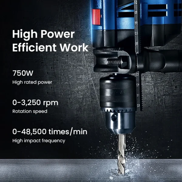 Bosch GSB 16RE Electric Hammer Drill 750W 110-220V High-Power Driller 48500 Bpm Impact Drilling Power Tools for Concrete Steel - Image 2