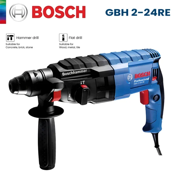 Bosch GBH 2-24RE Electric Hammer Drill Rotary Tool 4200Bpm 2.7J SDS Quick-Chang Impact Driller Reverse Hammer for Concrete Steel