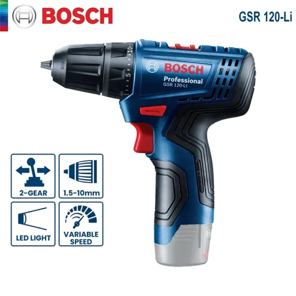 Bosch GSR 120 Li Electric Drill 12V Cordless Screwdriver Rechargeable Impact Driller Driver Bosch Multi-Function Power Tools