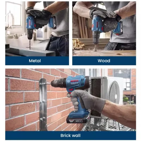 Bosch GSB 183 Electric Drill Screwdriver Cordless Brushless Impact Drill 56Nm Torque Multi-Use Power Tools for Wood Stone Metal - Image 2