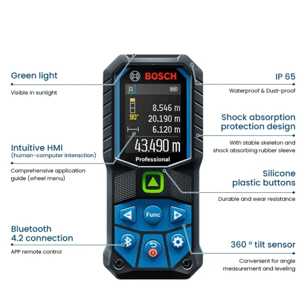 Bosch GLM 50-27 CG Laser Rangefinder Bluetooth Laser Tape Measure Distance Meter 50M Professional Distance Measure Instrument - Image 6