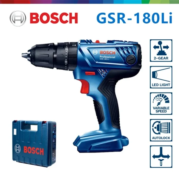 Bosch GSR 180 Li Electric Drill 18V Cordless Hand Drill Electric Screwdriver 2 Speed 21 Torque Setting Bosch Rotating Power Tool - Image 2