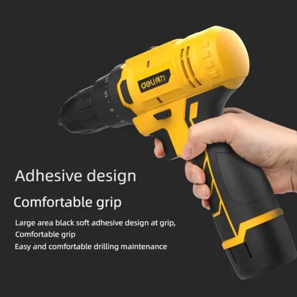 Deli Cordless drill high-power electric Tapping drill lithium battery dual speed Household electric screwdriver power tool - Image 5