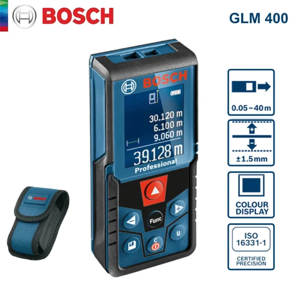 Bosch GLM 400 Laser Rangefinder Multi Modes Distance Meter 40m Range High Precision Color Screen Laser Tape Measurement Tools