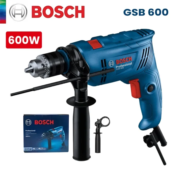 Bosch GSB 600 Electric Hammer Drill 48000bpm Wired Impact Driller High Power Drilling Power Tool for Wood Steel Concrete Brick