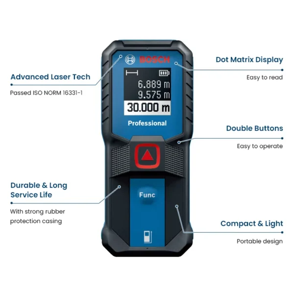 Bosch Laser Rangefinder GLM30-23 Digital Laser Distance Meter 30M Range High Precision Laser Tape Area Measure Measurement Tools - Image 6