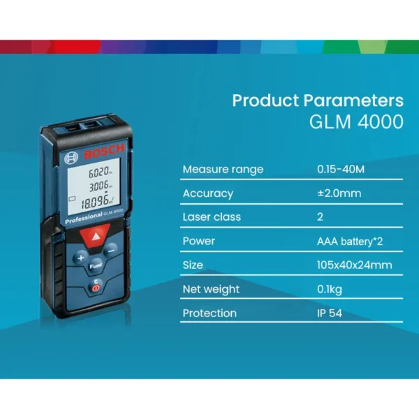 Bosch GLM4000 Laser Range Finder Digital Laser Distance Meter 40m Range High Precision Laser Tape Measure Measurement Tools - Image 6