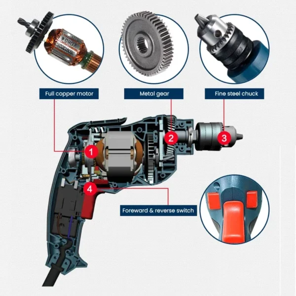 Bosch GBM 10 RE Electric Drill 450W 2600rpm Driver Drill 220/110V Multifunction Power Rotary Tools Professional Drilling Machine - Image 2