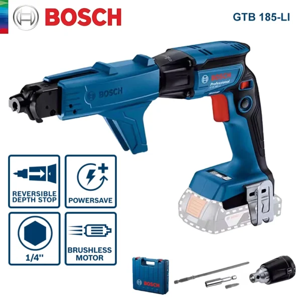 Bosch GTB 185-Li Electric Screwdriver Cordless Drywall Staple Gun with GMA55 Brushless Depth Setting Screw Driver 18V Power Tool