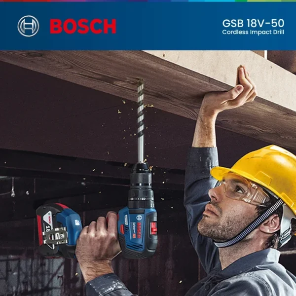 Bosch GSB 18V-50 Cordless Electric Drill Screwdriver Dual Speed 50Nm Brushless Impact Driller Professional Rotation Power Tools - Image 2